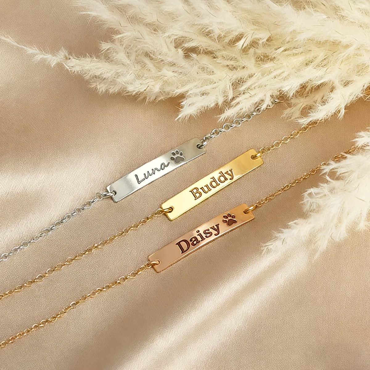 Personalized 18K Gold Plated Pet Paw Print Memorial Bracelet